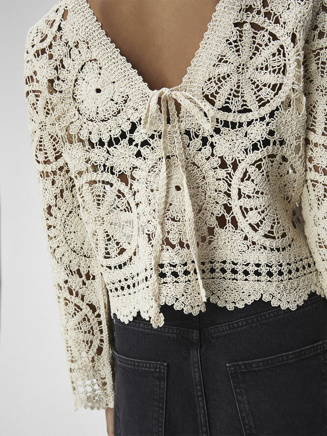 Object OBJPETRA L/S KNIT PULLOVER 132 Sandshell