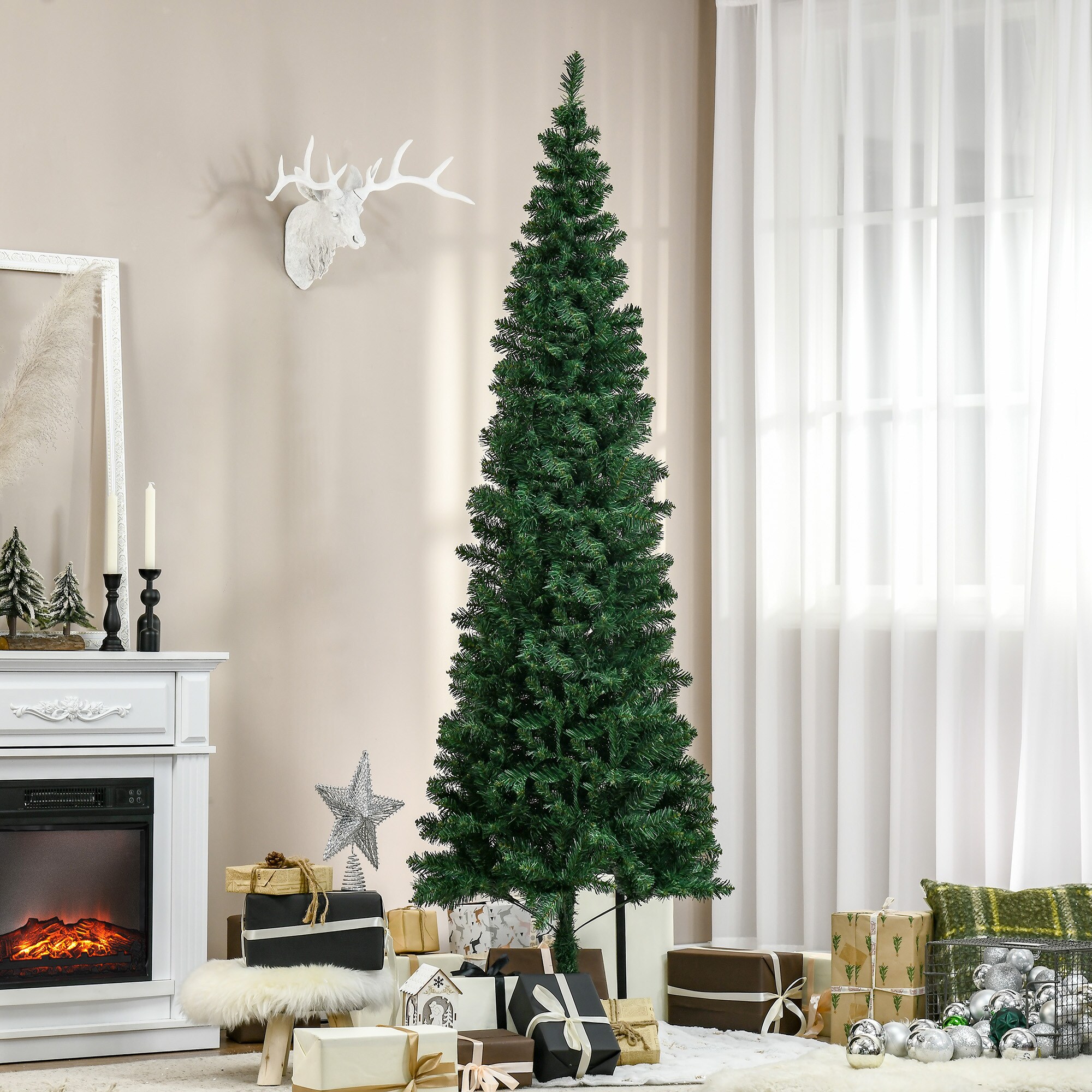 HOMCOM Tannenbaum mit Metallständer grün 81 x 210 cm (ØxH)