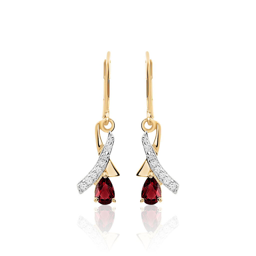 Boucles D'oreilles Pendantes Dyanah Plaque Or Jaune Oxyde De Zirconium