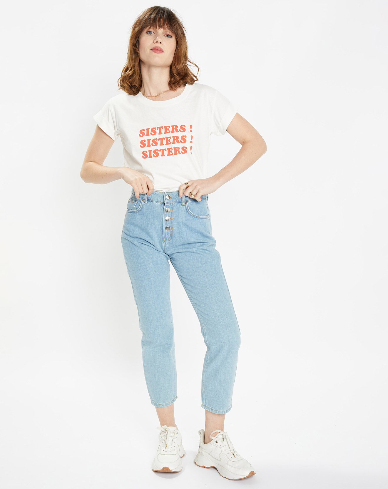 Galeries Lafayette T-Shirt en Coton Bio Sisters blanc