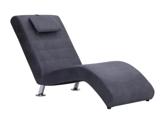 Prolenta Premium - Chaise longue avec oreiller Gris Similicuir daim