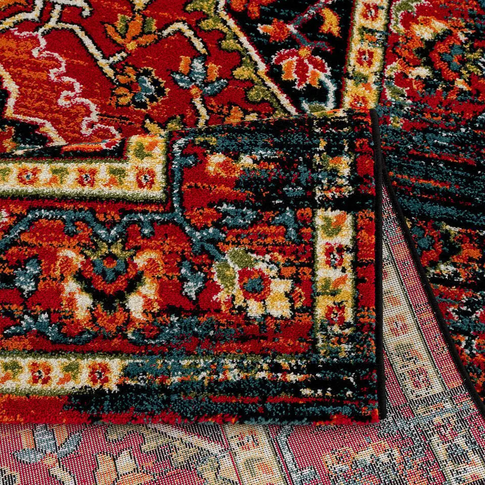 Vintage Marrakech Vloerkleed Zwart / Multi Laagpolig - 200x290 CM
