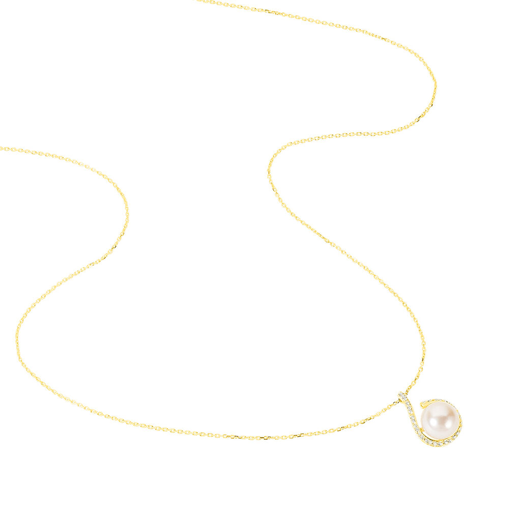 Collier Lucinda Or Jaune Perle De Culture Et Oxyde De Zirconium