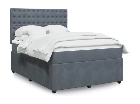 Sommier à lattes de lit et matelas Gris foncé 140x190cm Velours