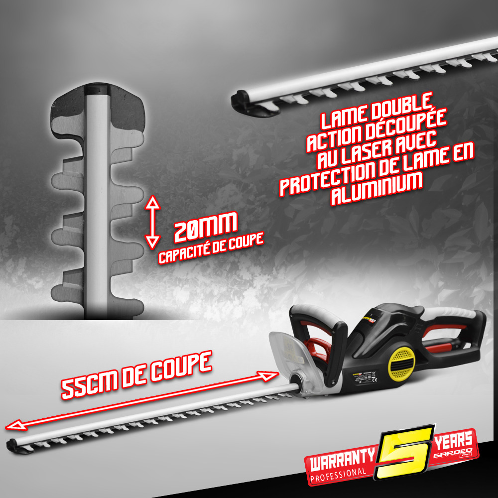 Taille-haies électrique 600w coupe 55cm gardeo pro