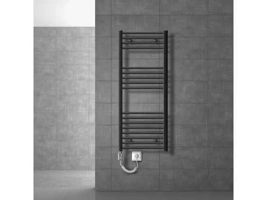 LuxeBath Radiateur Electrique Sahara 500x1200mm, Anthracite, Sèche-Serviettes en Panneau, Raccordement Latéral Courbé