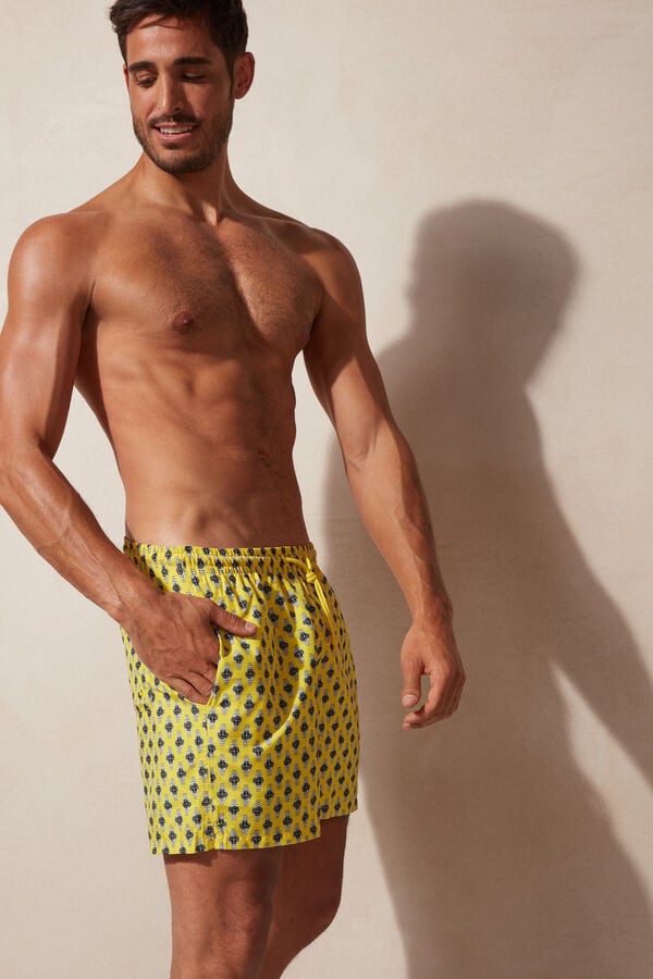 Maiô boxer com estampa de micro-relógio
