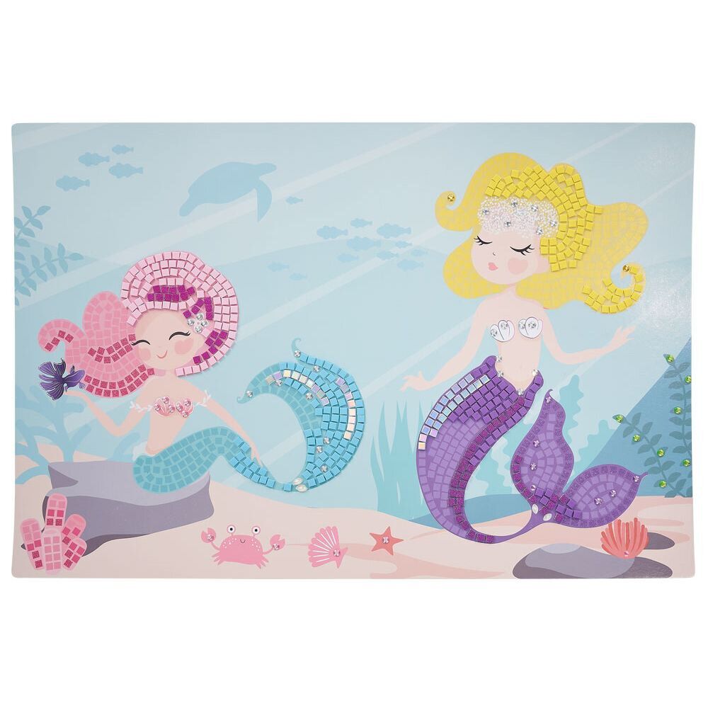 Lot de 4 mosaïques géantes à sticker thème sirène 40x60cm
