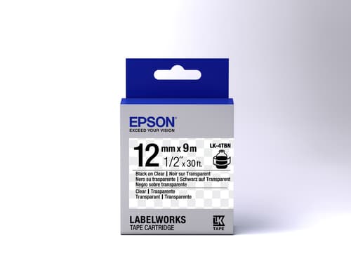 Epson LK-4TBN, Sort på transparant, Japan, LabelWorks LW-1000P LabelWorks LW-30