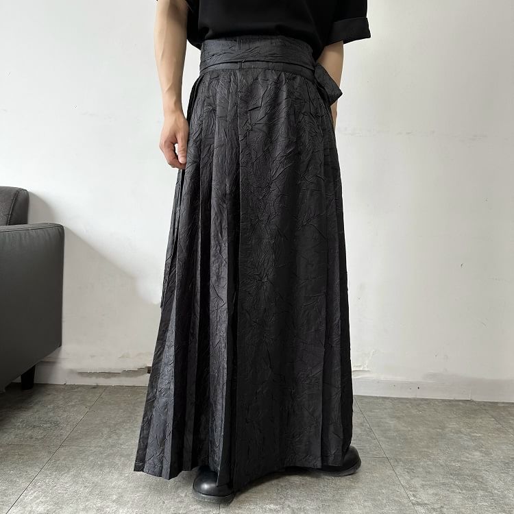 Omozando - Hoge taille effen geplooide maxi-rok van Ma Mian
