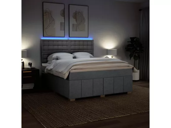 Sommier à lattes de lit avec matelas Gris clair 180x200cm Tissu