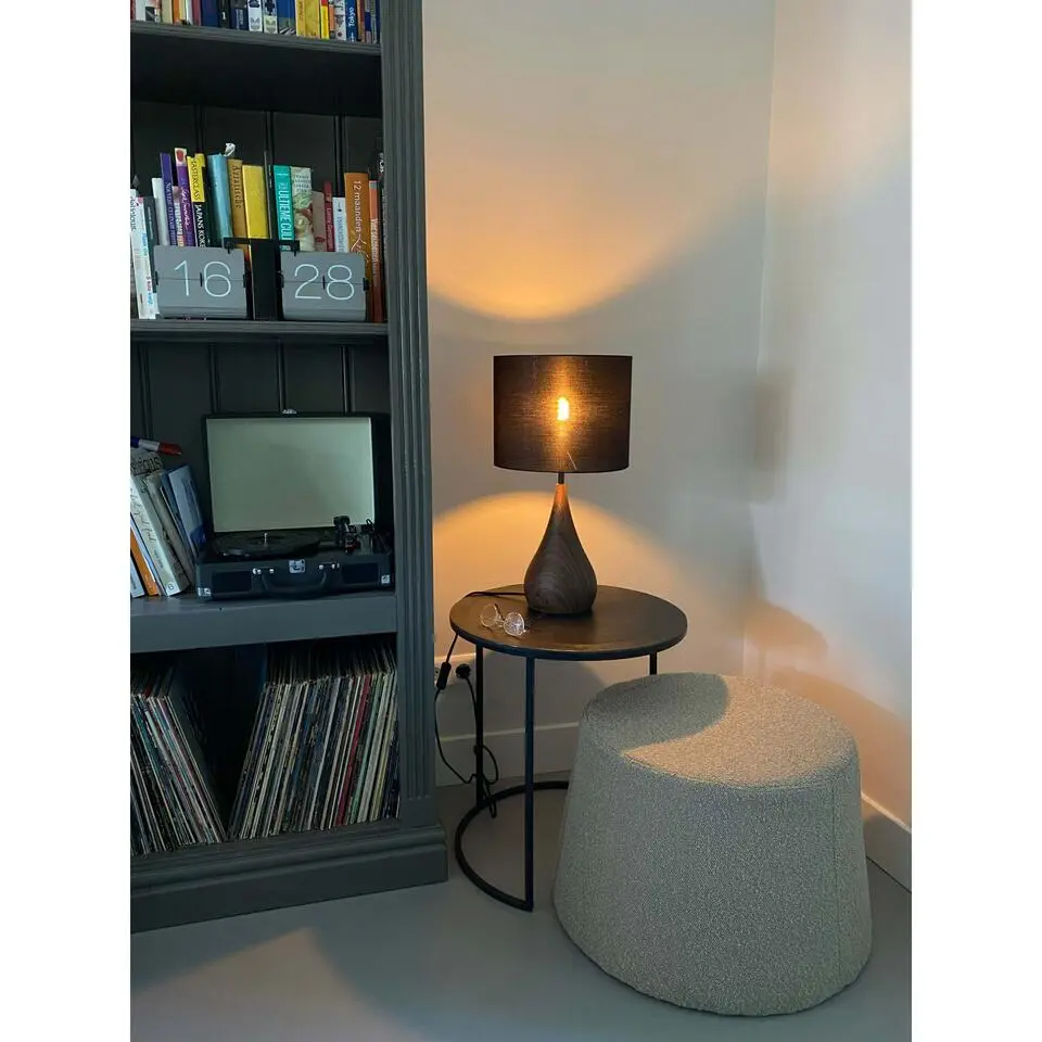 Tafellamp Svante - Zwart/Hout - Ø28cm