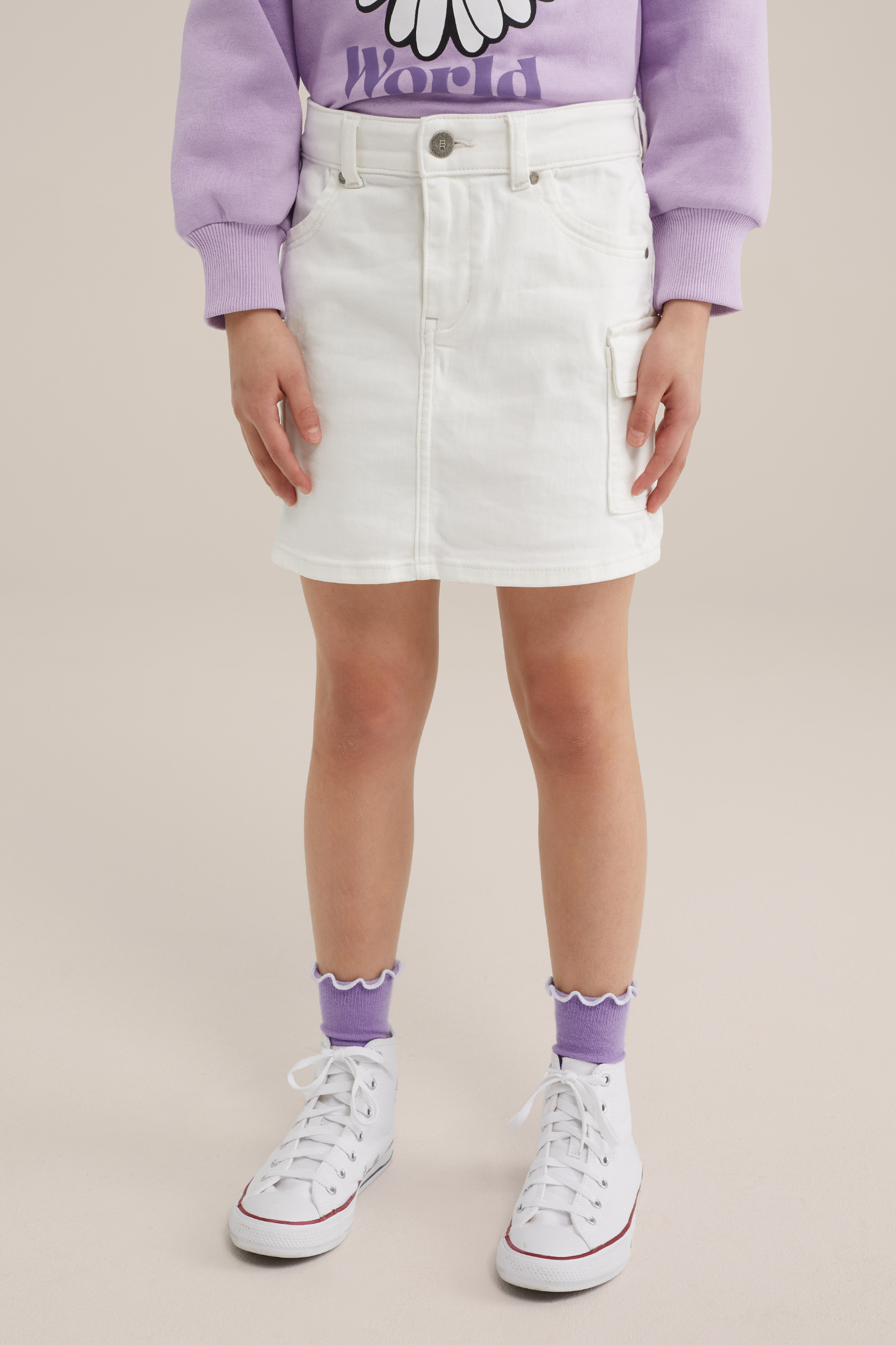 Meisjes denim rok met cargozakken Blue Ridge Wit