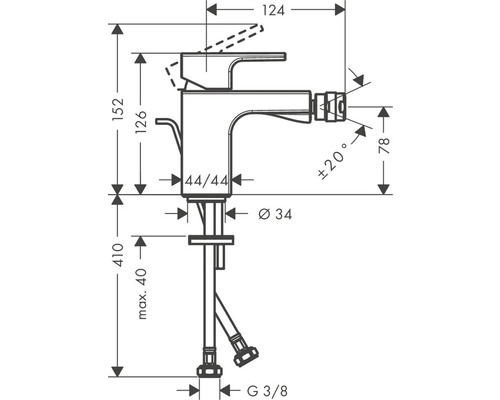hansgrohe bidetkraan VERNIS SHAPE chroom gepolijst 71211000