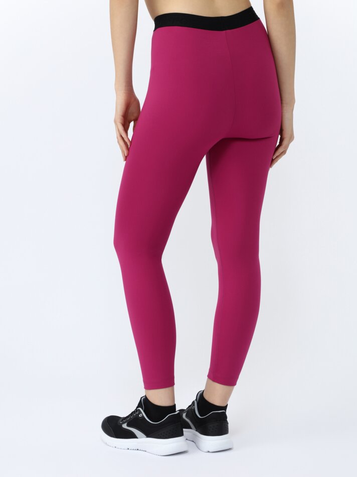 Calça legging esportiva com cós texturizado - Fúcsia