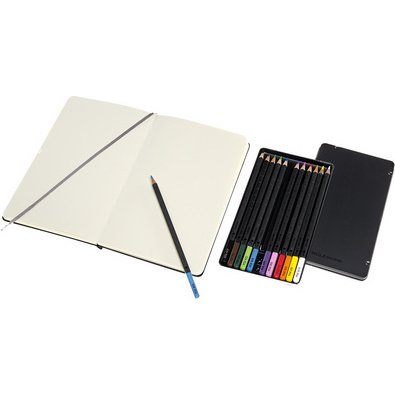 MOLESKINE Kit croquis aquarelle, carnet L/A5 + 12 crayons
