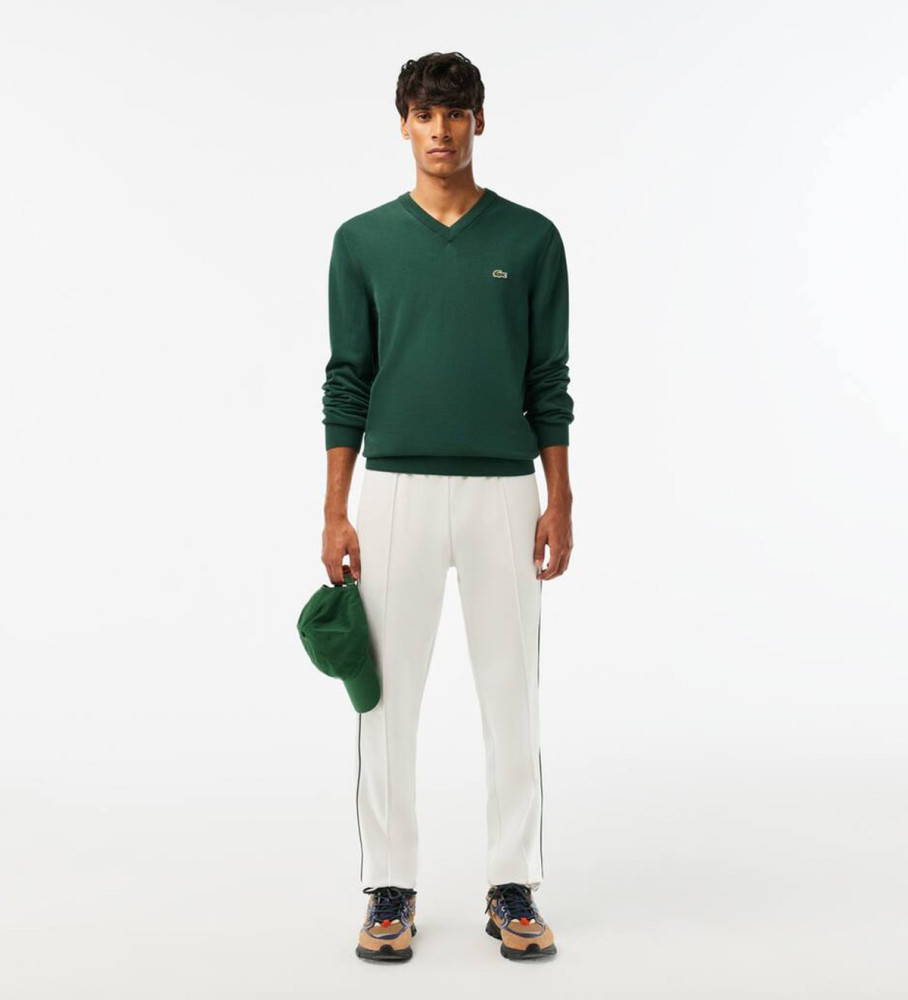 Suéter Lacoste com decote em V, verde