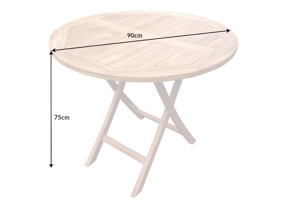riess-ambiente Gartentisch EMPIRE TEAK - 90cm Teakholz rund klappbar Balkontisch Outdoor massiv