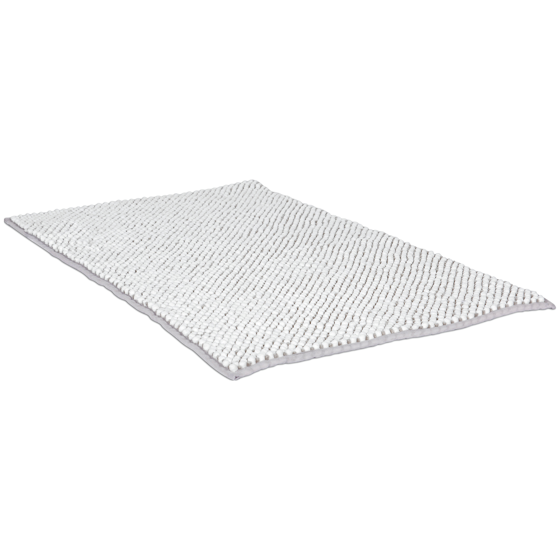 Badmatte - weiß-silber - Chenille - 60x100 cm