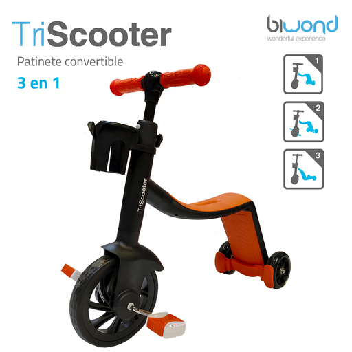 Biwond 3-em-1 Laranja Triscooter