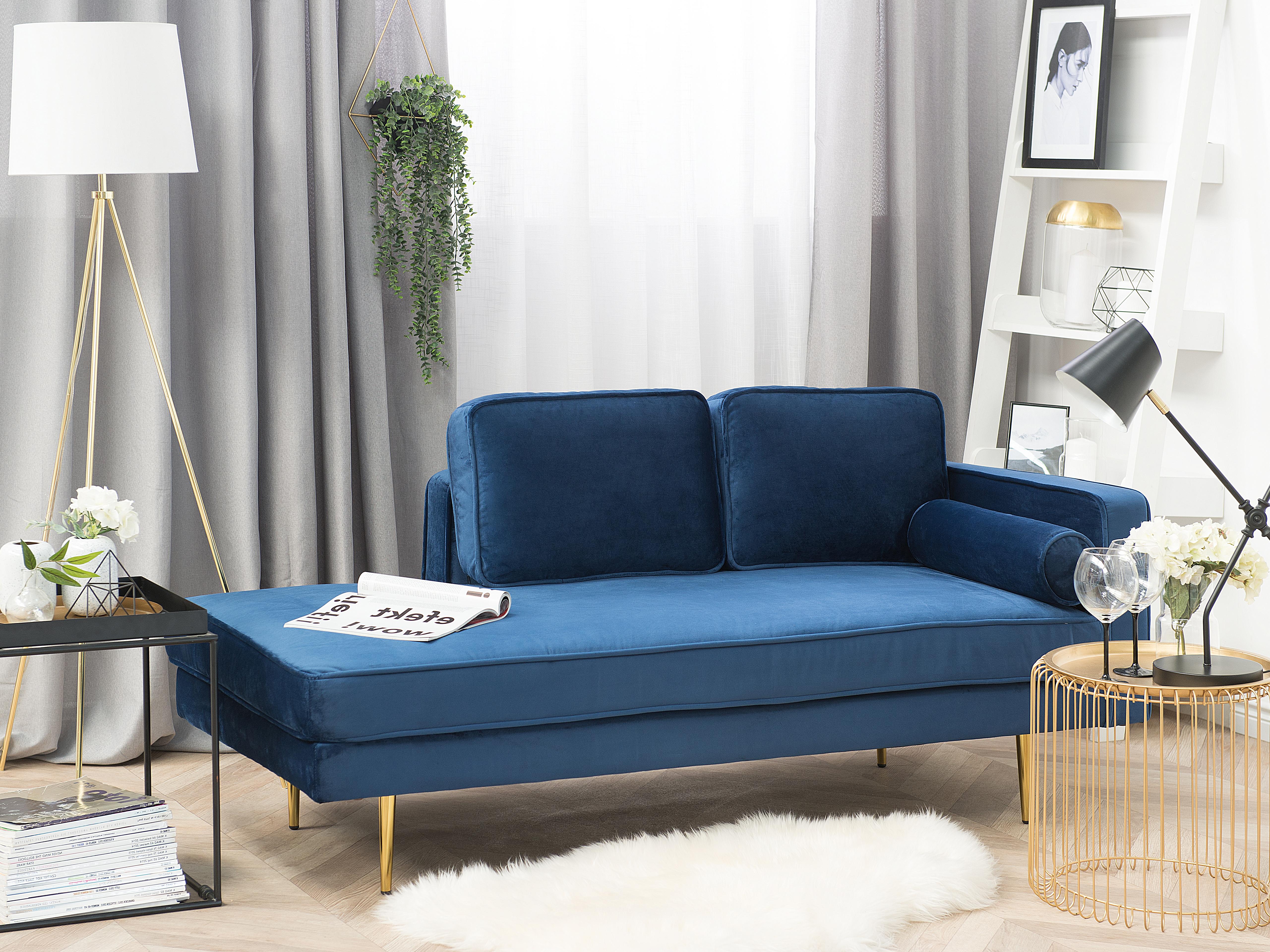 Rechtszijdige chaise longue MIRAMAS Fluweel Marineblauw