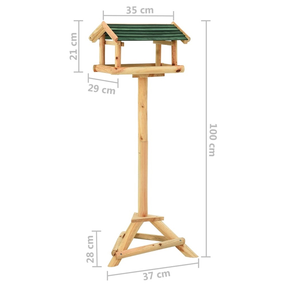 Mangeoire à oiseaux et support 37x28x100cm bois de sapin massif