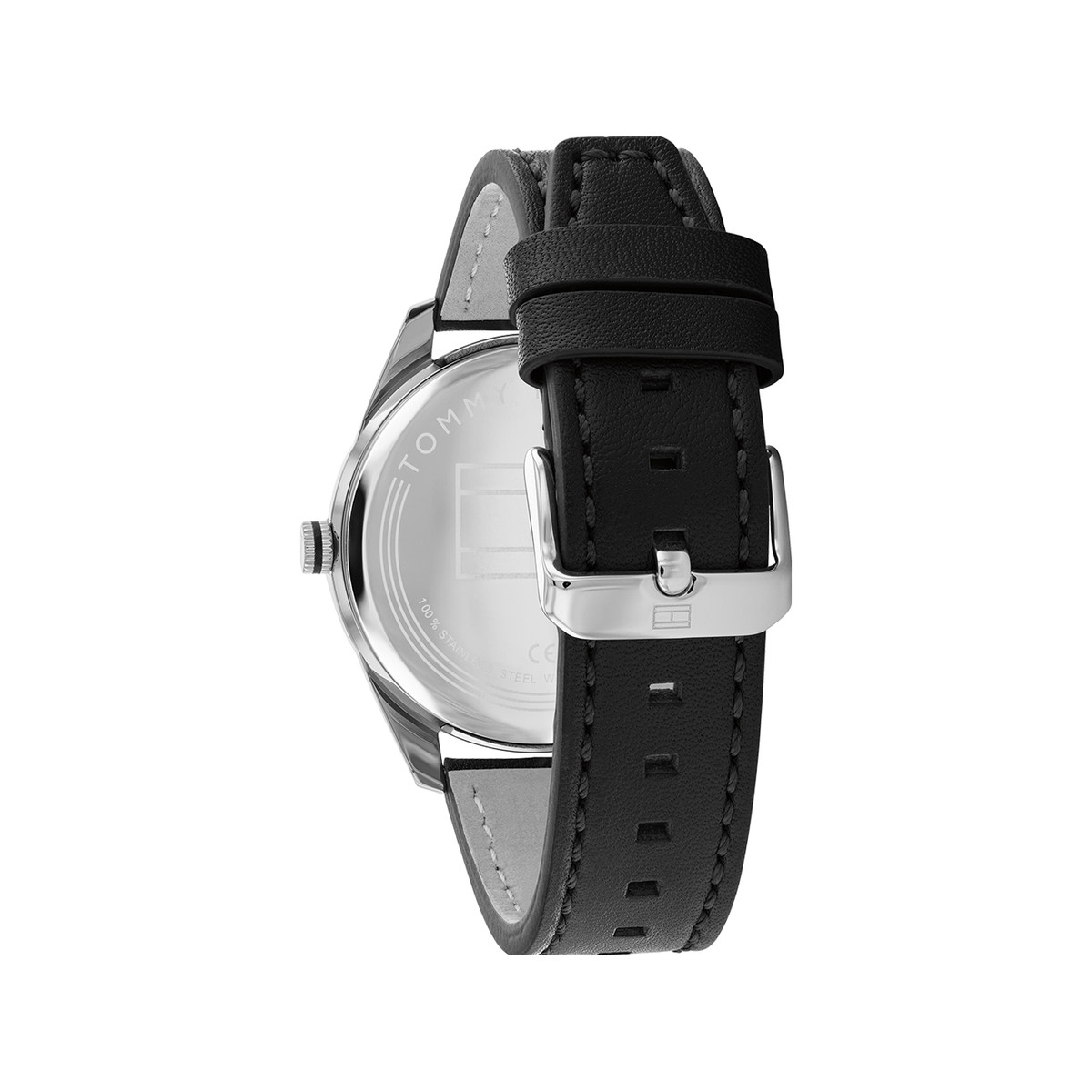 Montre Tommy Hilfiger homme acier bracelet cuir noir