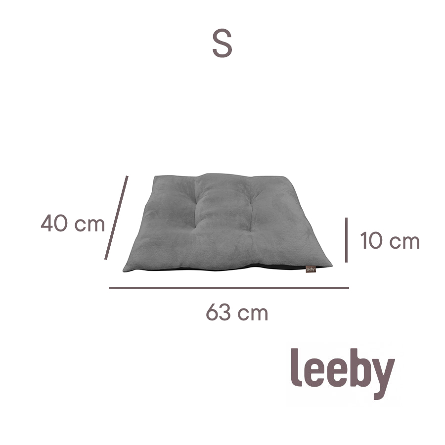 Almofada Leeby cinza acolchoada em veludo para cães