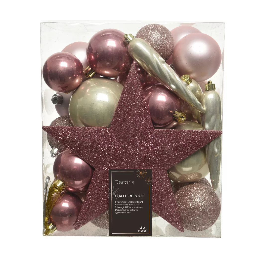 Kit de décoration de sapin de Noël Novae multi Rose poudré/Perle/ Vieux rose
