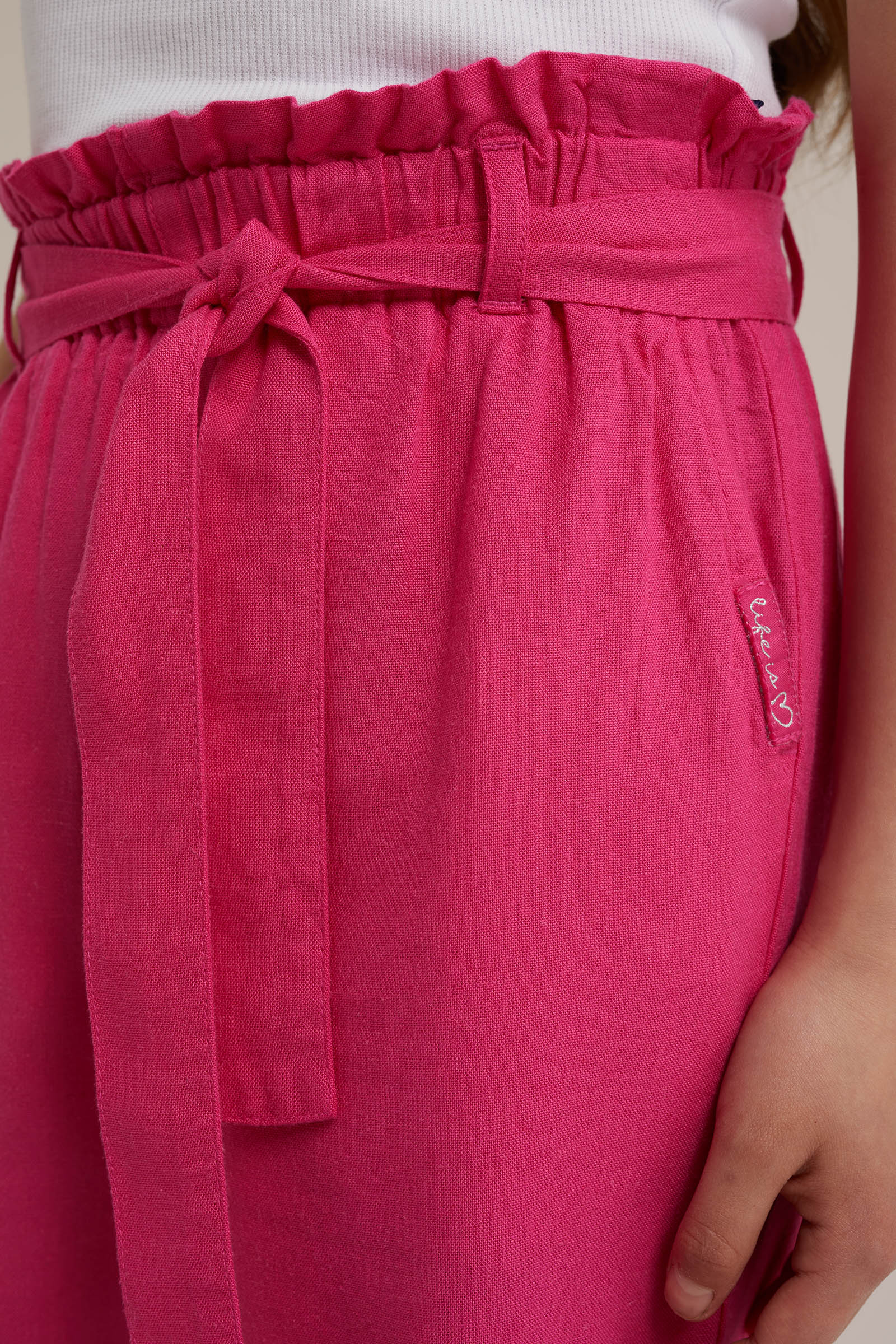 Meisjes wide leg broek van linnenmix WE Fashion Roze