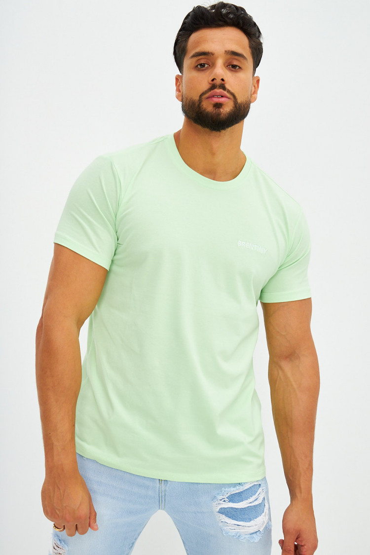 T-shirt basique logo Brentiny brodé vert pomme