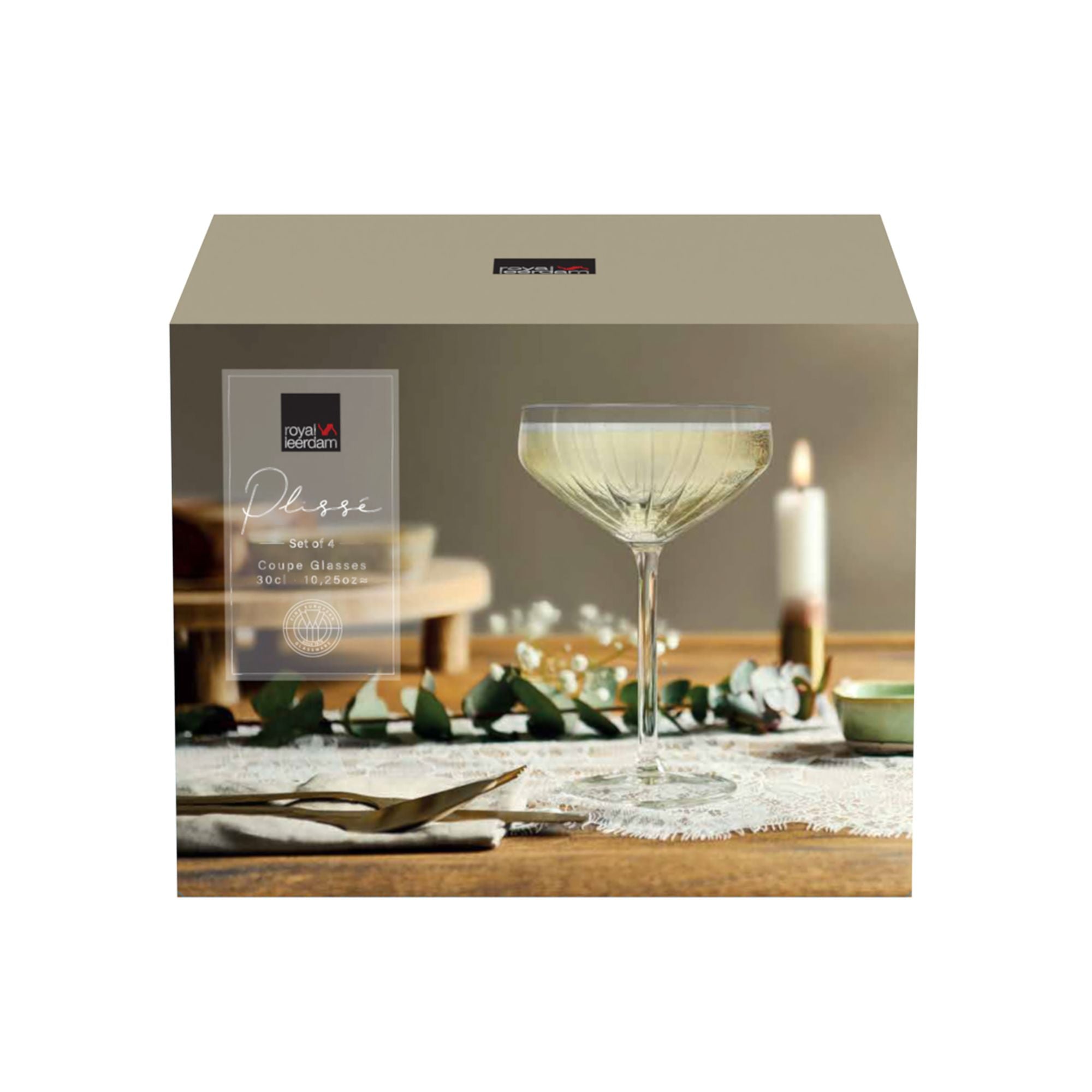PLISSE Sektschale 29cl 4er-Set - Transparent