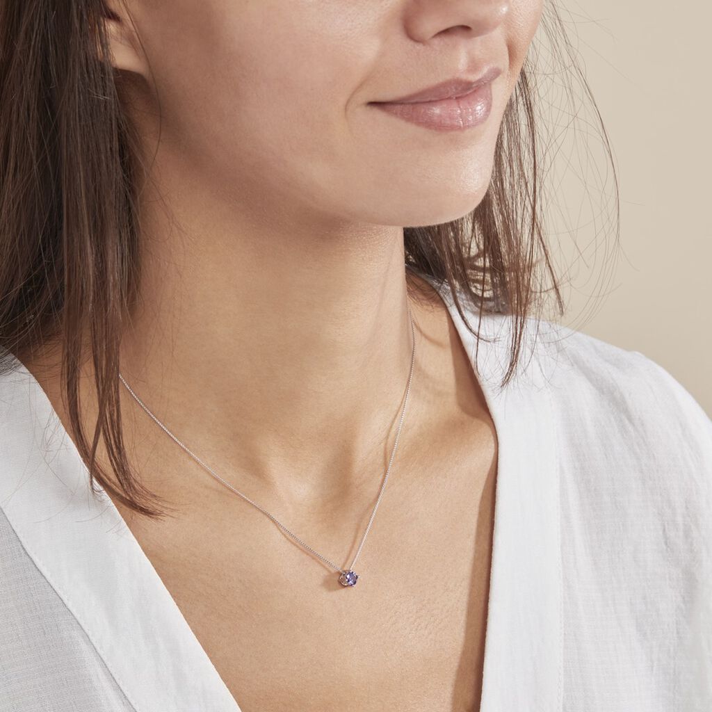 Collier Rio Santa Teresa Argent Blanc Oxyde De Zirconium Violet