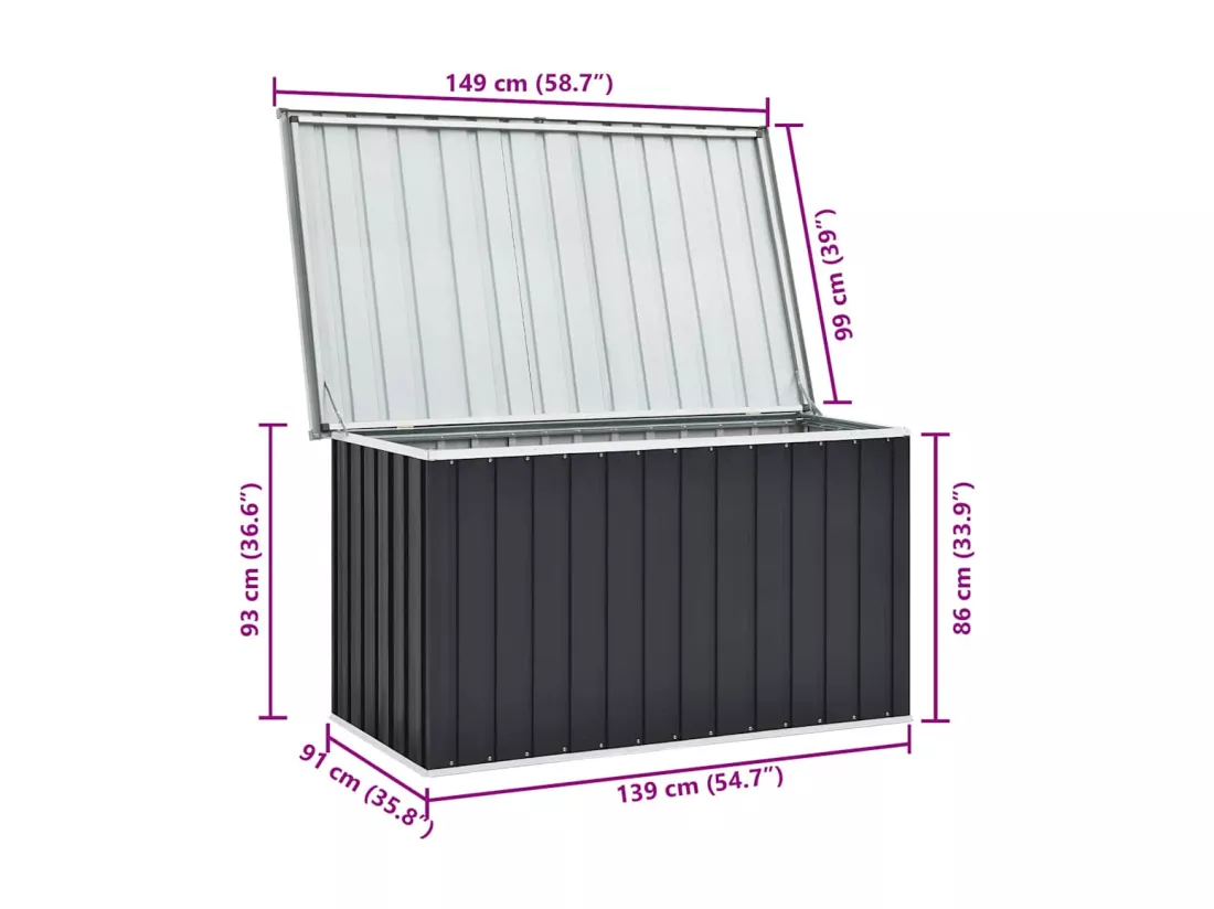 Boîte de rangement de jardin Anthracite 149x99x93 cm