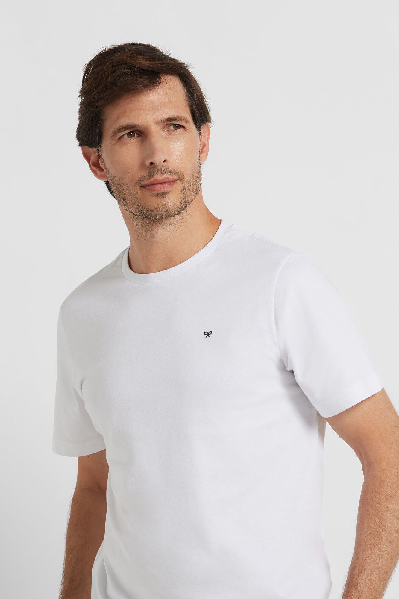 Camiseta branca lisa com estampa de mini-raquete - Branca
