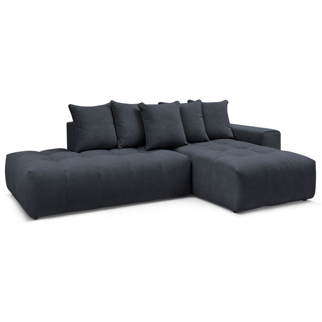 Bobochic Canapé d'angle fixe mont-blanc velours angle droit bleu foncé foncé foncé - 313x176x97 cm