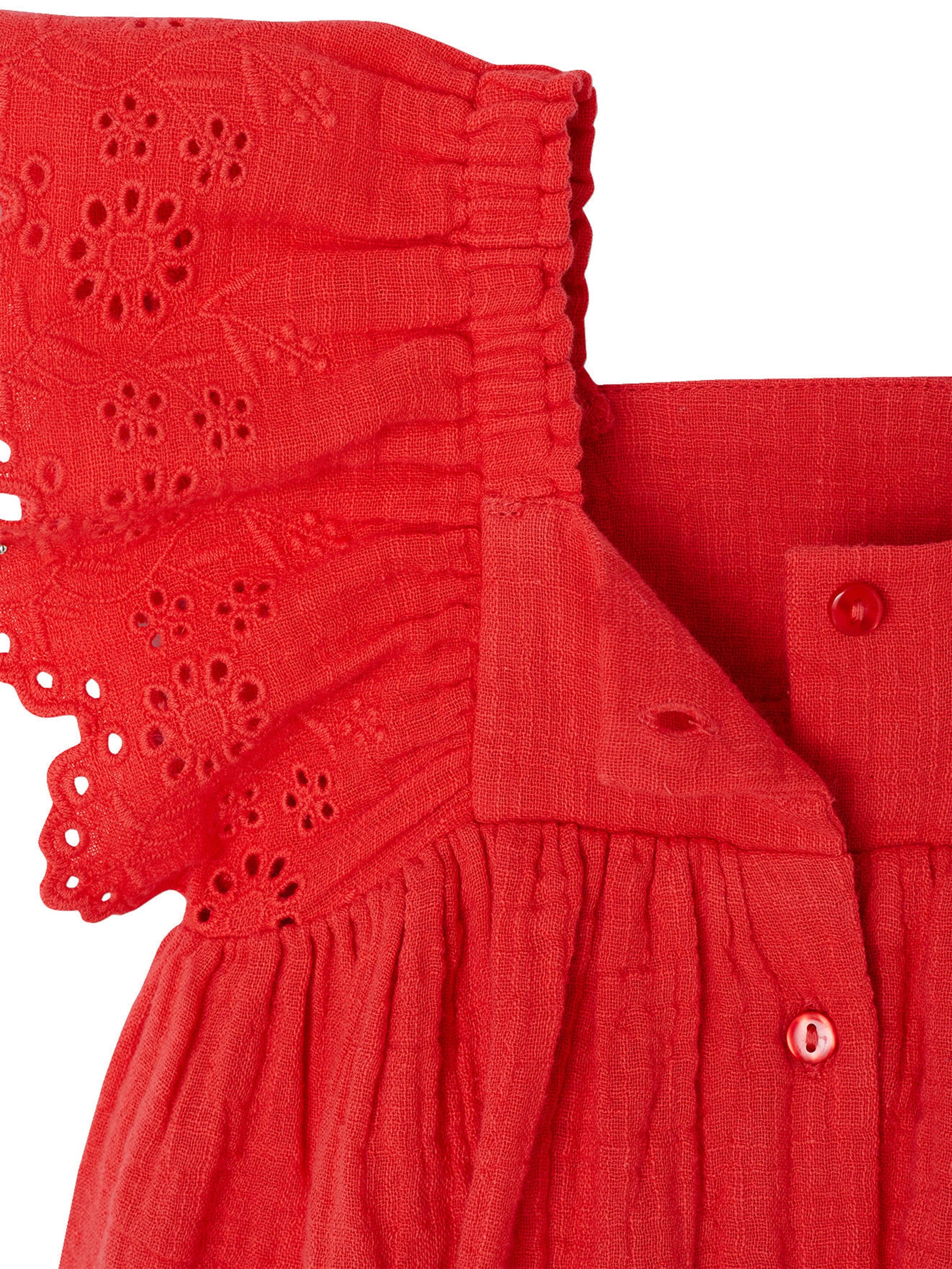 Vertbaudet Baby Musselin-Kleid mit Volantärmeln rot