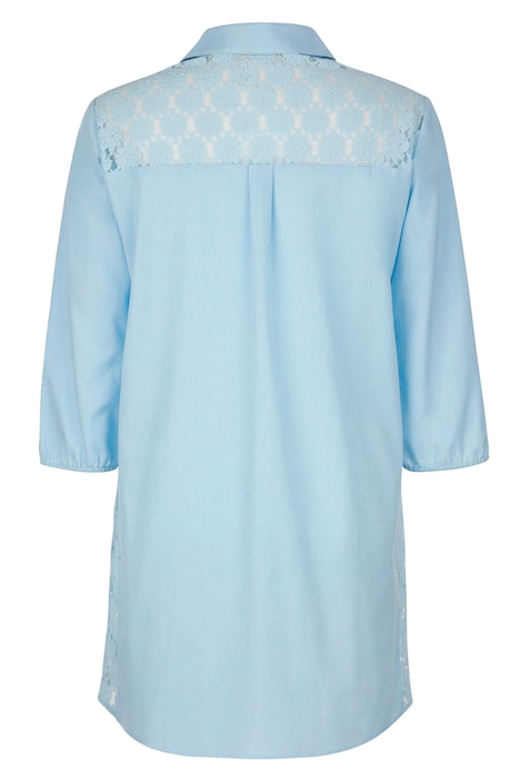 Long-Bluse, Hemdkragen, Spitzen-Einsätze