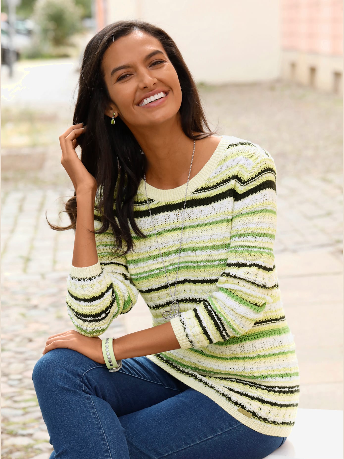 Pull à rayures 65% coton
