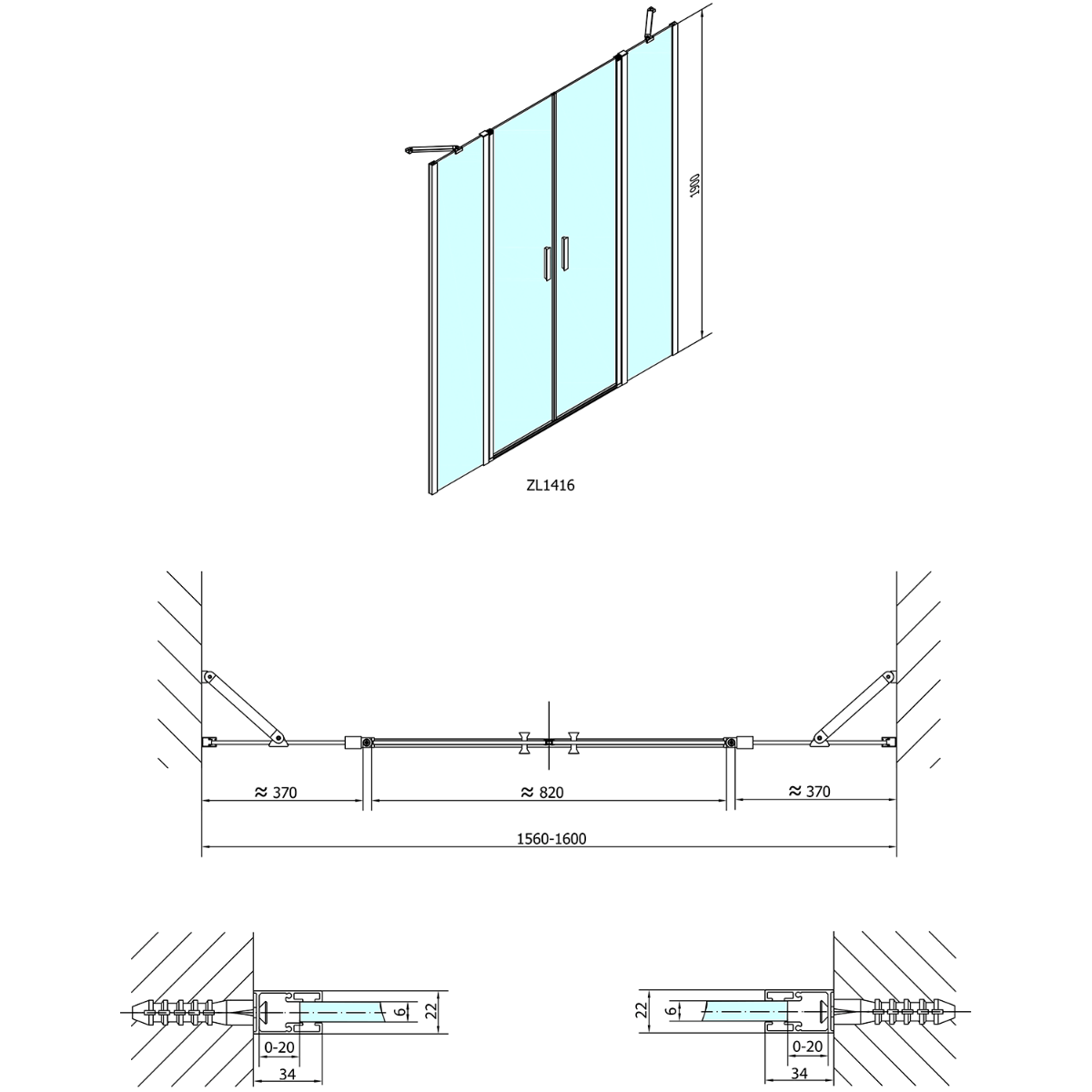Polysan Zoom Line pendeldeur 160cm chroom