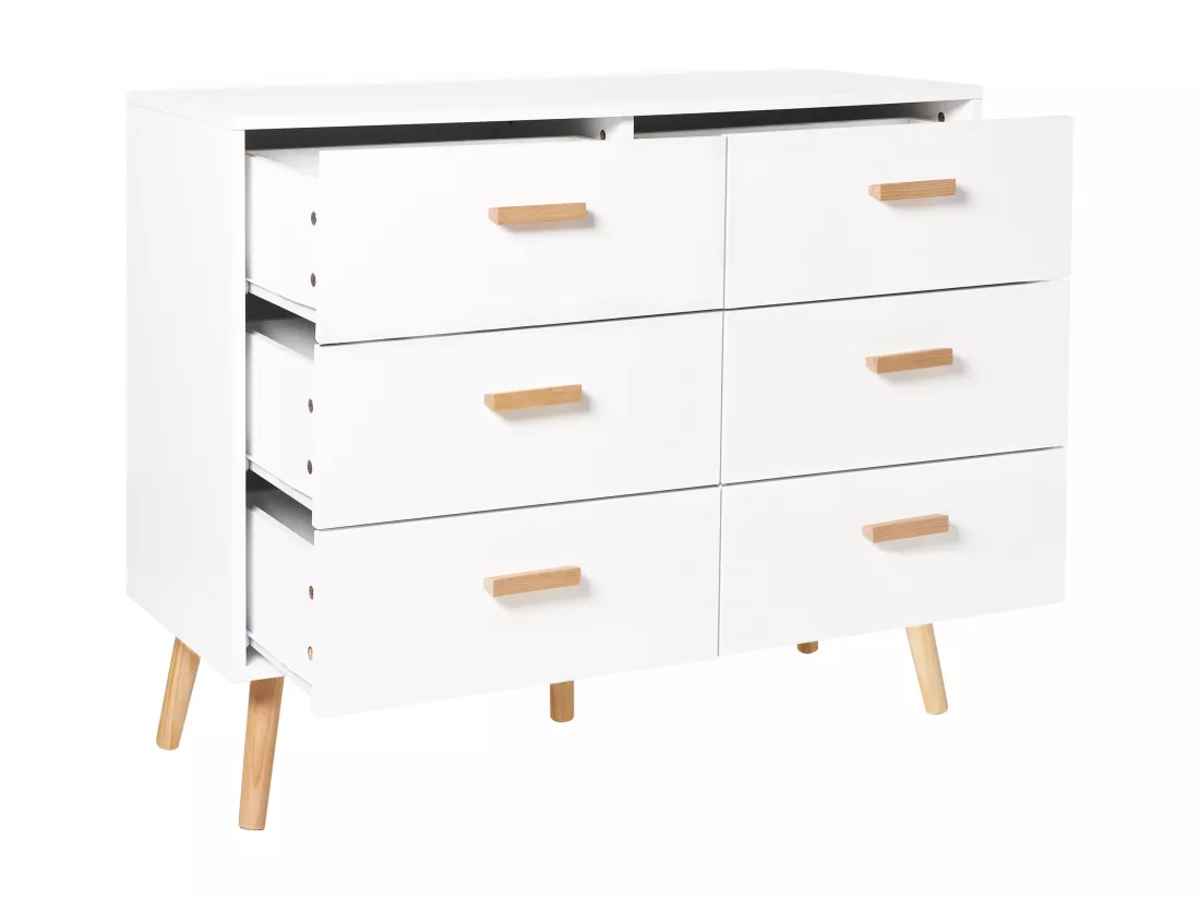 Commode à 6 tiroirs NEWARK 80 cm Blanc