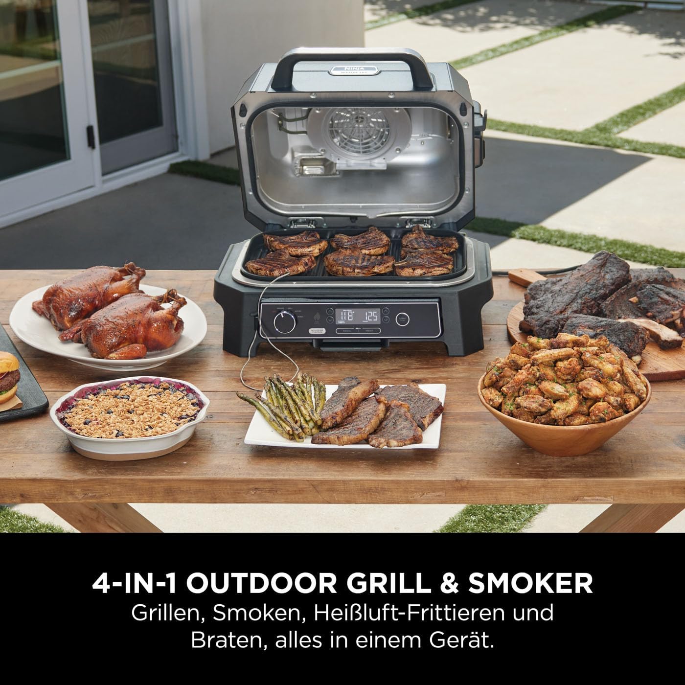 SharkNinja Woodfire Pro XL Outdoor Grill & Smoker Größer. Präziser. Mit den gleichen authentischen Holzfeuer-Aromen. Der Ninja Elektrischer & ist mehr als nur ein er bereitet noch deiner