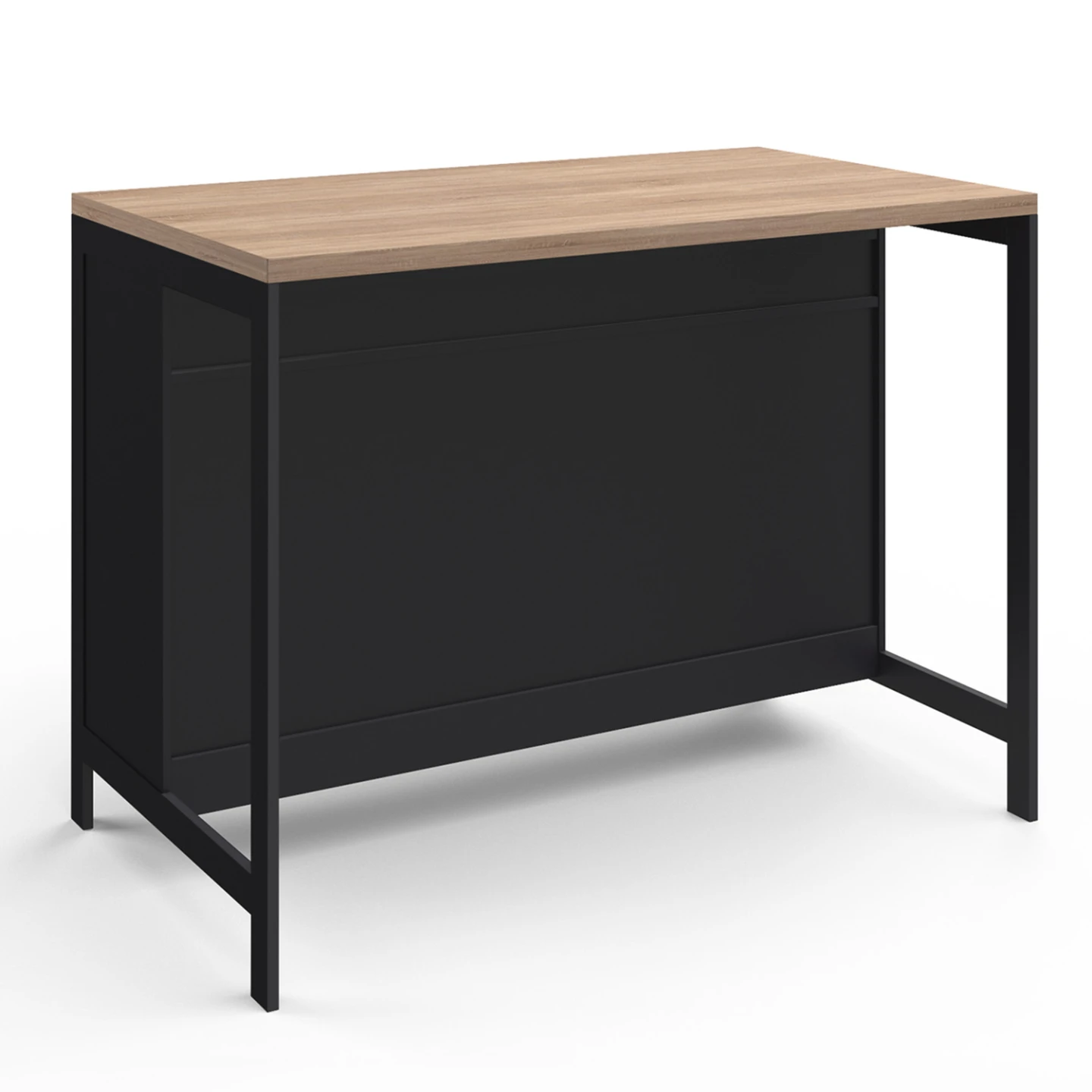 Ilot central 120 cm campagne ISIS plateau bois façon hêtre et noir