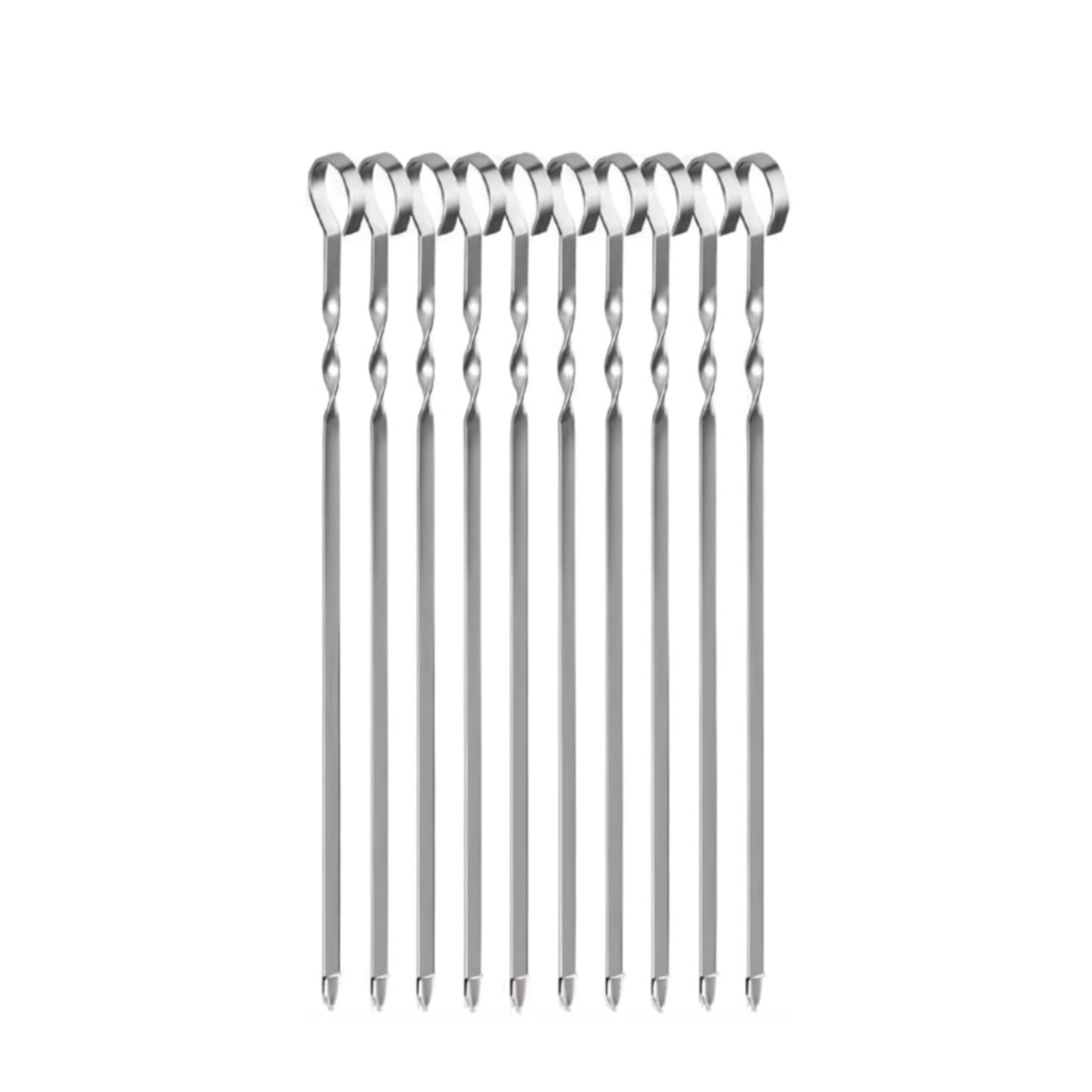 (10er Set) Edelstahl BBQ Grillspiess Wiederverwendbarer Schaschlik Spiess mit Aufbewahrungstasche - Silber