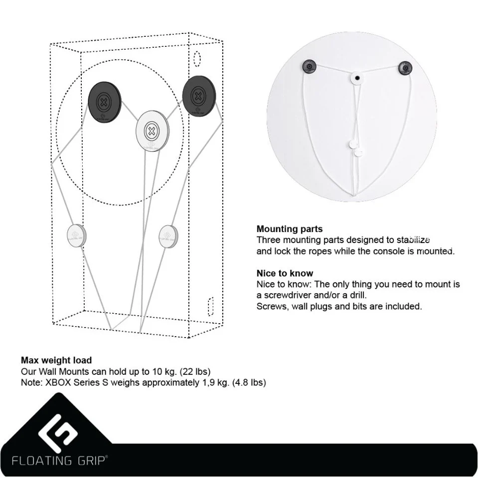 Floating Grip Xbox Serie S Wall Mount White