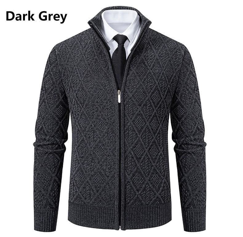 Sunkissed - Mock Neck Jacquard Zip Cardigan