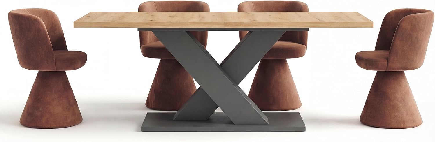 Newroom Esstisch Ausziehbar Anthrazit Wildeiche Esszimmertisch Modern - 150x76x90 cm (BxHxT) - Tisch Küchentisch Speisetisch - Esszimmer Küche Wohnzimmer