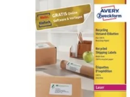 Etiketter Avery 199,6x143,5 mm (A5) hvid genbrugspapir - (100 ark x 2 stk.)