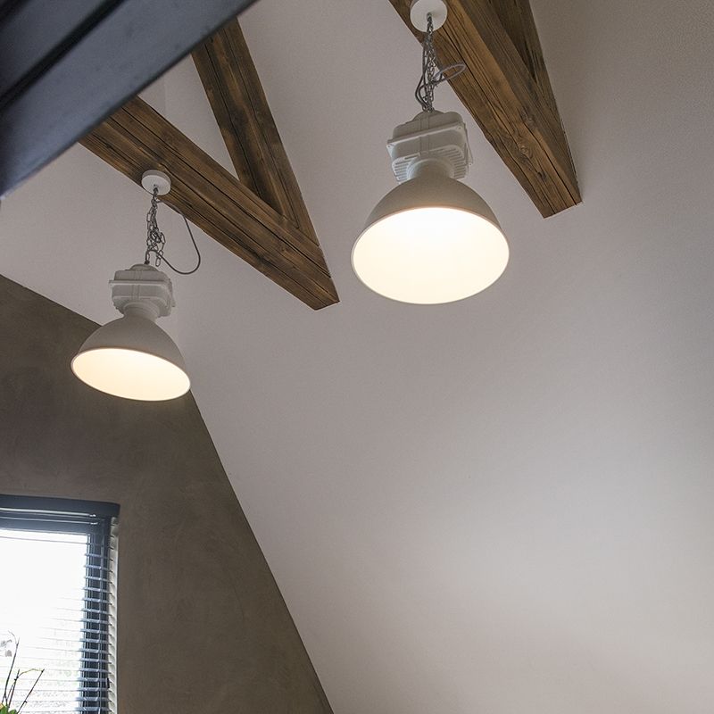 Set van 2 industriële hanglampen klein mat wit - Sicko