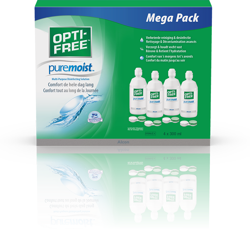 OPTI FREE PureMoist Multifunktions-Desinfektionslösung<br>4 × 300 ml, Flasche, Lösung